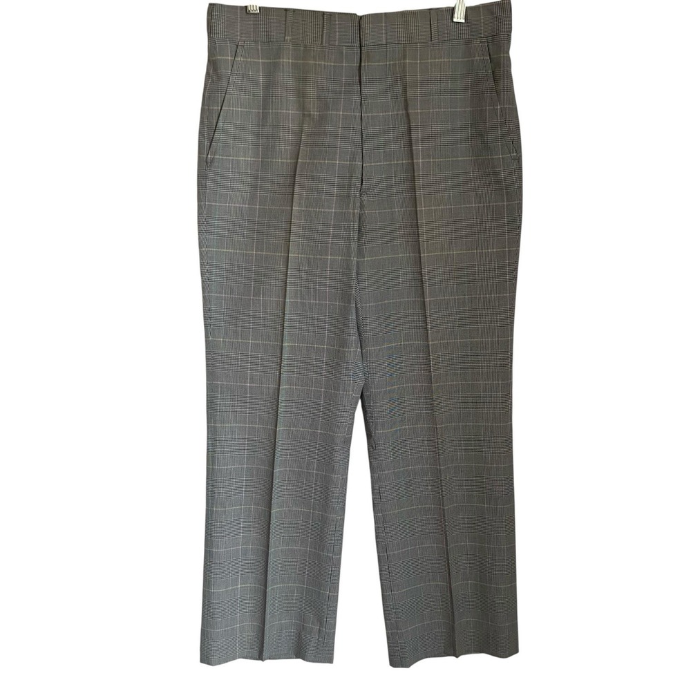 Vintage Corbin Natural Shoulder Dress Pants Men 32x28  Gray Plaid Union Made